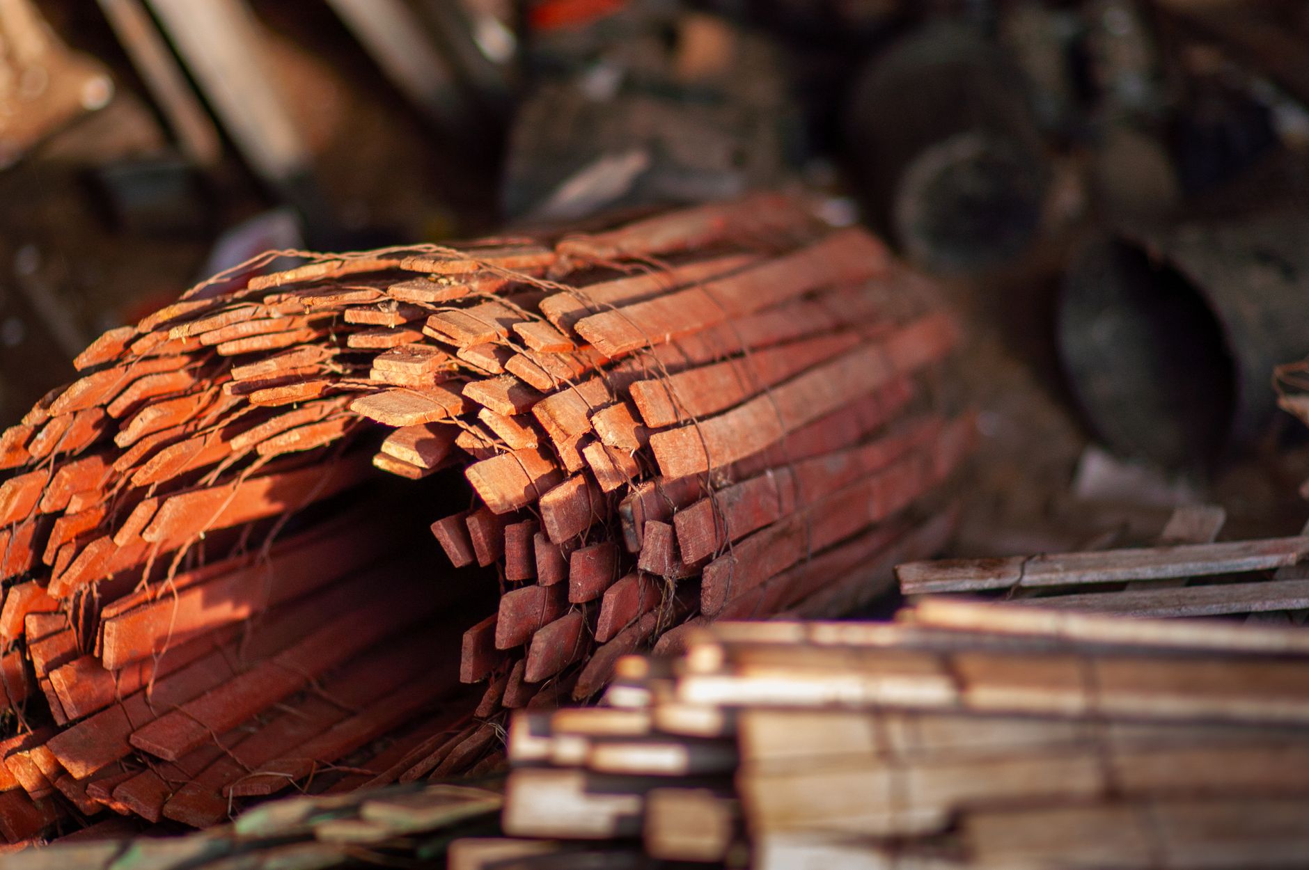 Stacked timber boards